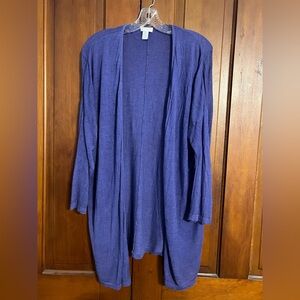 Chico's Purple Open Front 100% Silk Cardigan Sz 3 XL Lightweight Comfy